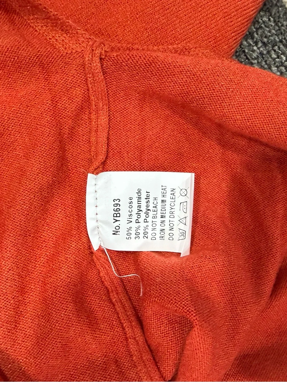 Chic Soul V-Neck Oversized Sweater - Rust